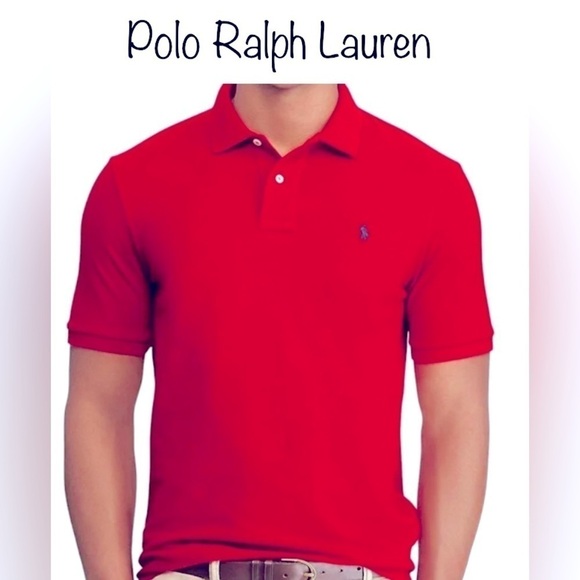Ralph Lauren Vintage Classic Fit Red 100% Cotton Polo Shirt size LG - Picture 1 of 8